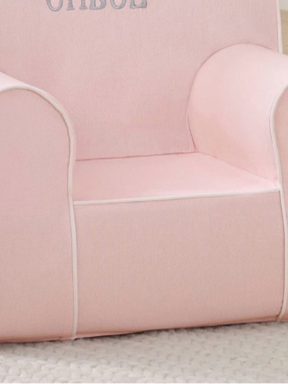 POTTERY BARN KIDS MY FIRST ANYWHERE CHAIR SLIPCOVER PEARL PINK WHITE PIPING NEW